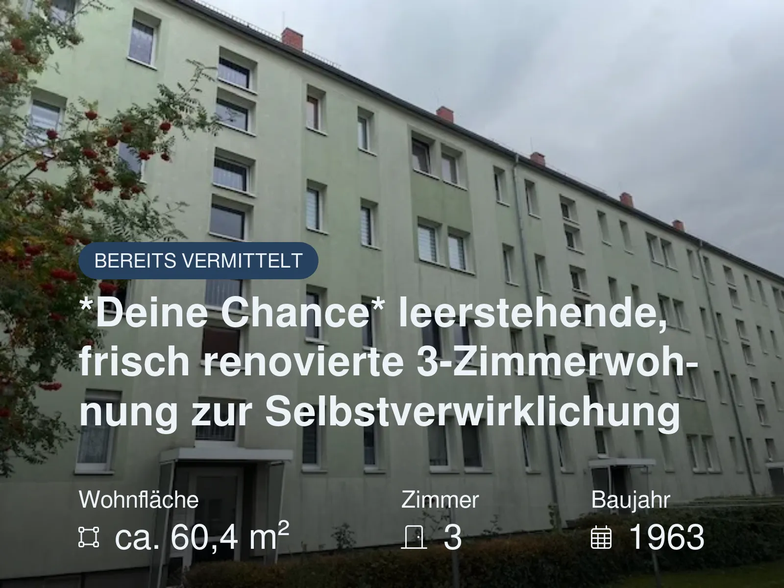 Nicht mehr verfügbar: *Deine Chance* leerstehende, frisch renovierte 3-Zimmerwohnung zur Selbstverwirklichung