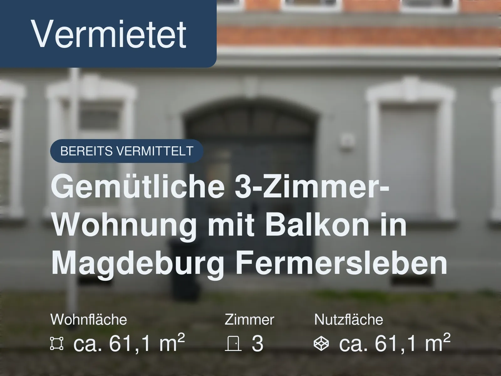Nicht mehr verfügbar: Gemütliche 3-Zimmer-Wohnung mit Balkon in Magdeburg Fermersleben
