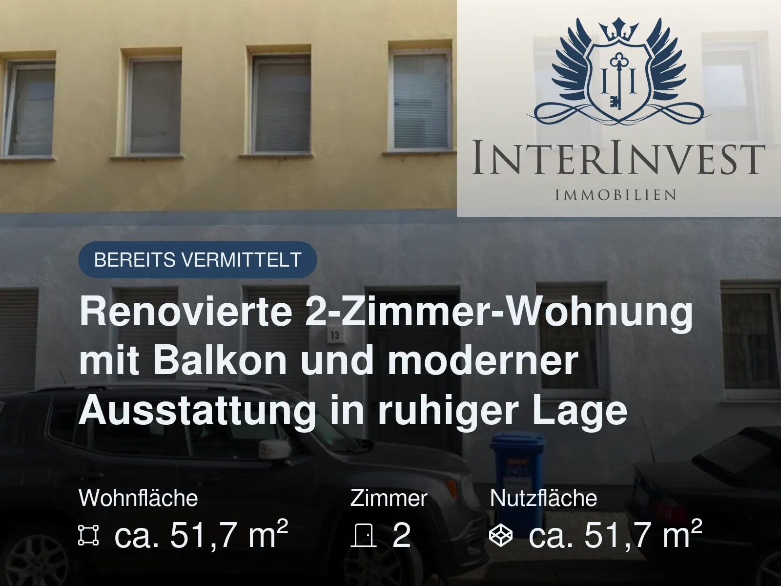 Nicht mehr verfügbar: Renovierte 2-Zimmer-Wohnung mit Balkon und moderner Ausstattung in ruhiger Lage