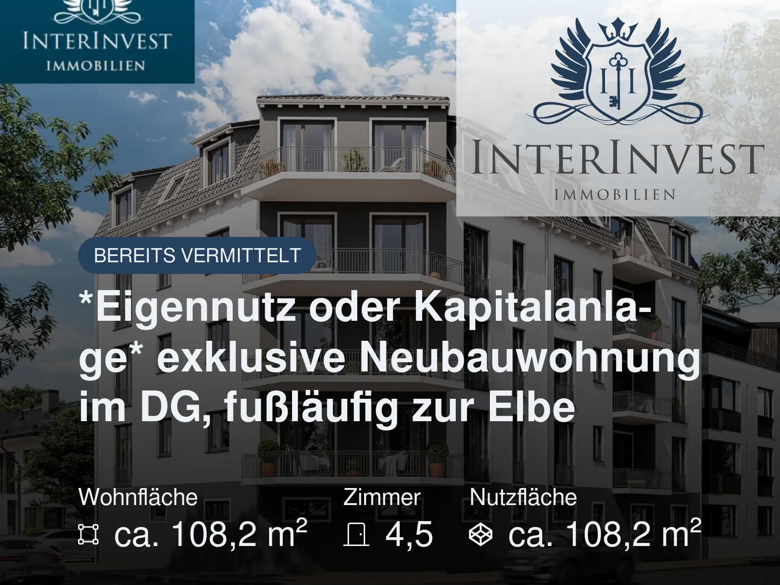 Nicht mehr verfügbar: *Eigennutz oder Kapitalanlage* exklusive Neubauwohnung im DG, fußläufig zur Elbe