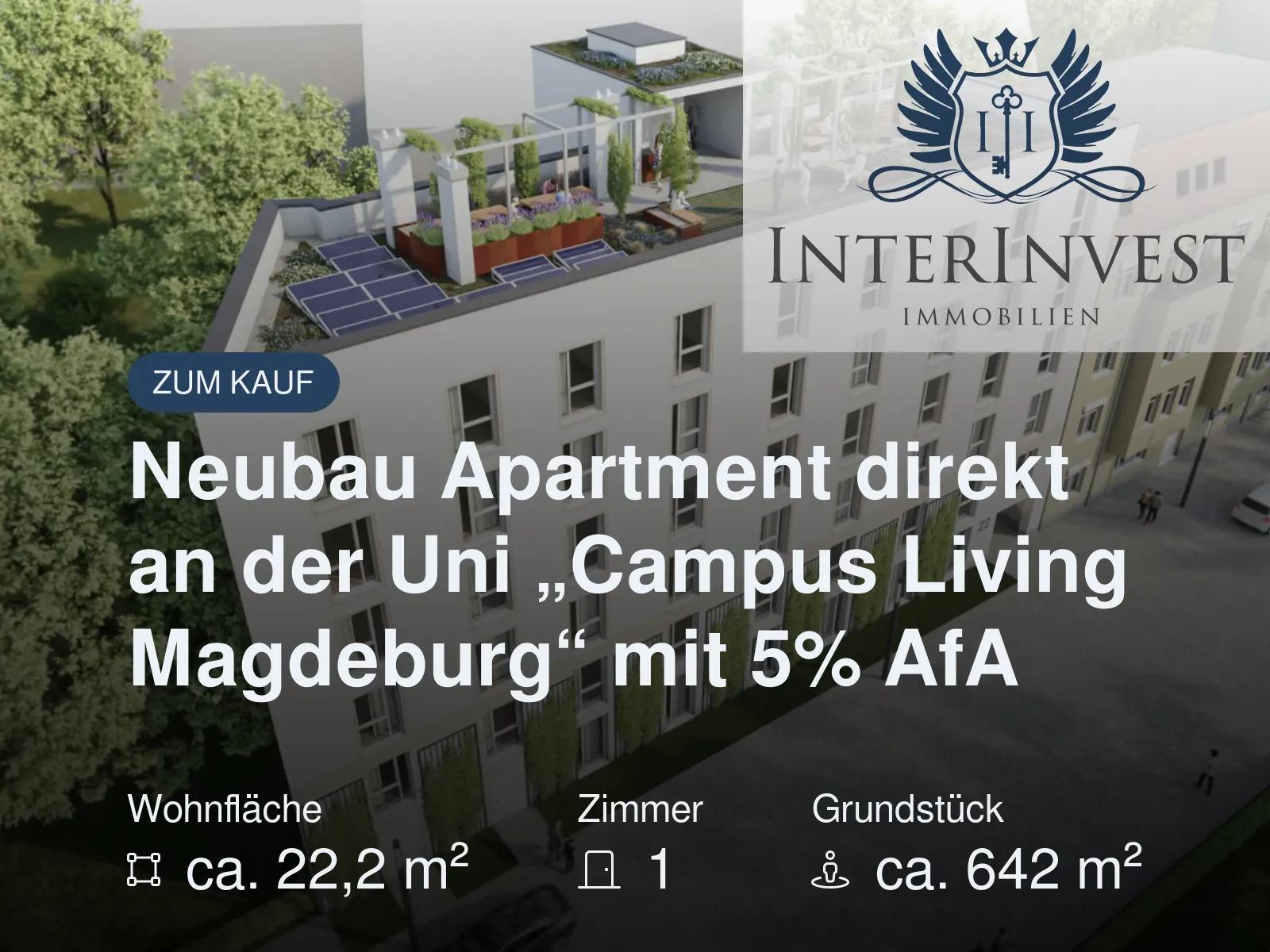 Neu im Angebot: Neubau Apartment direkt an der Uni „Campus Living Magdeburg“ mit 5% AfA