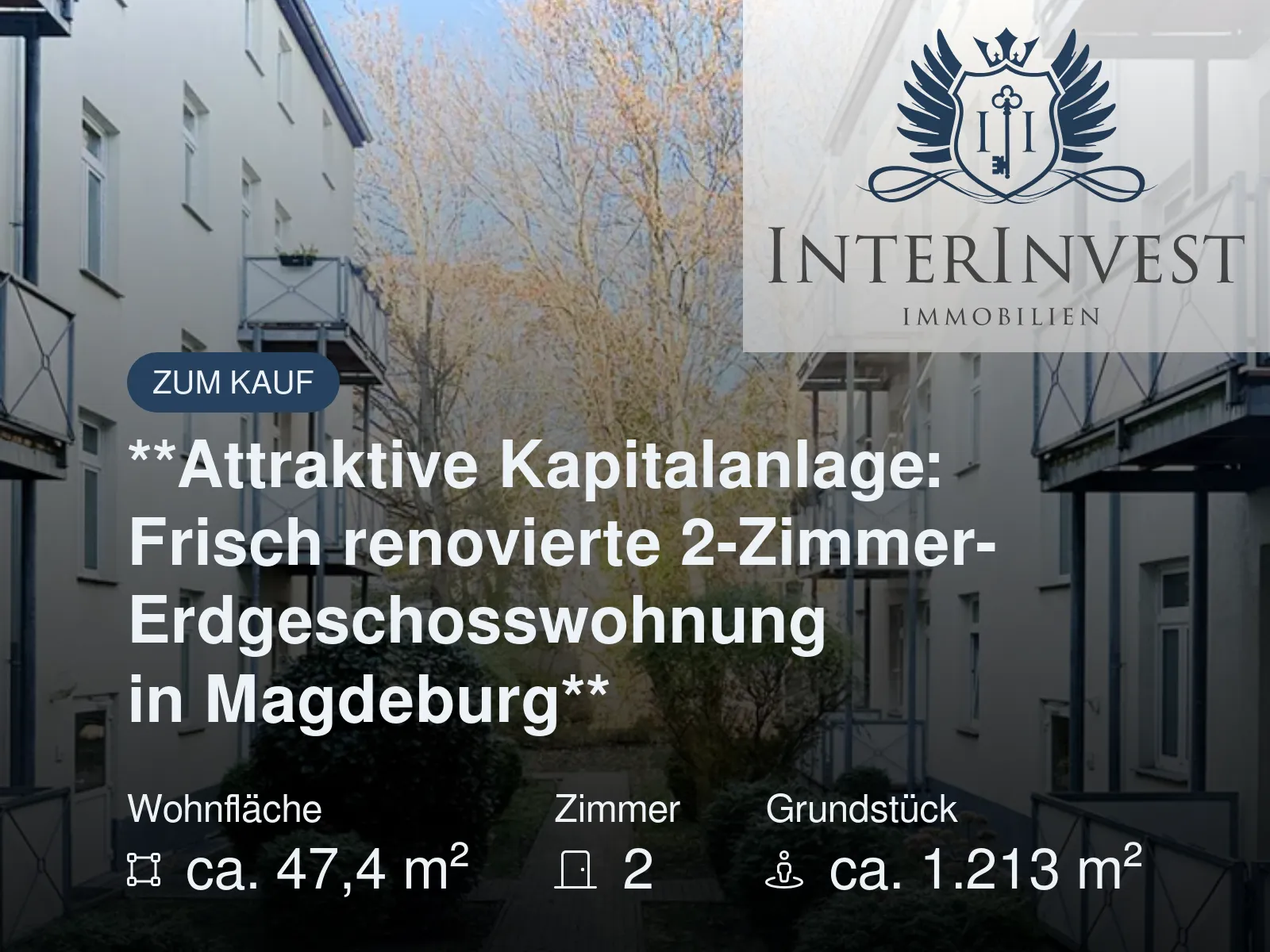 Neu im Angebot: **Attraktive Kapitalanlage: Frisch renovierte 2-Zimmer-Erdgeschosswohnung in Magdeburg**