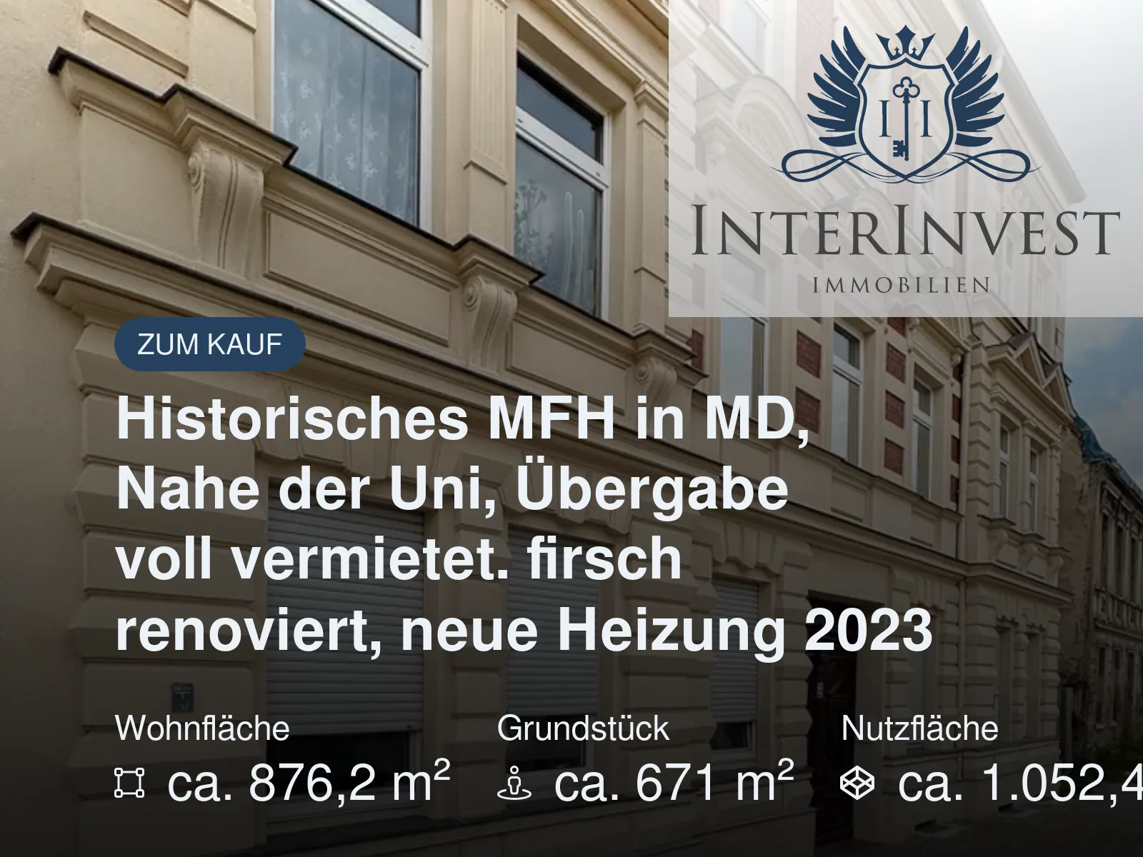 Neu im Angebot: Historisches MFH in MD, Nahe der Uni, Übergabe voll vermietet. firsch renoviert, neue Heizung 2023