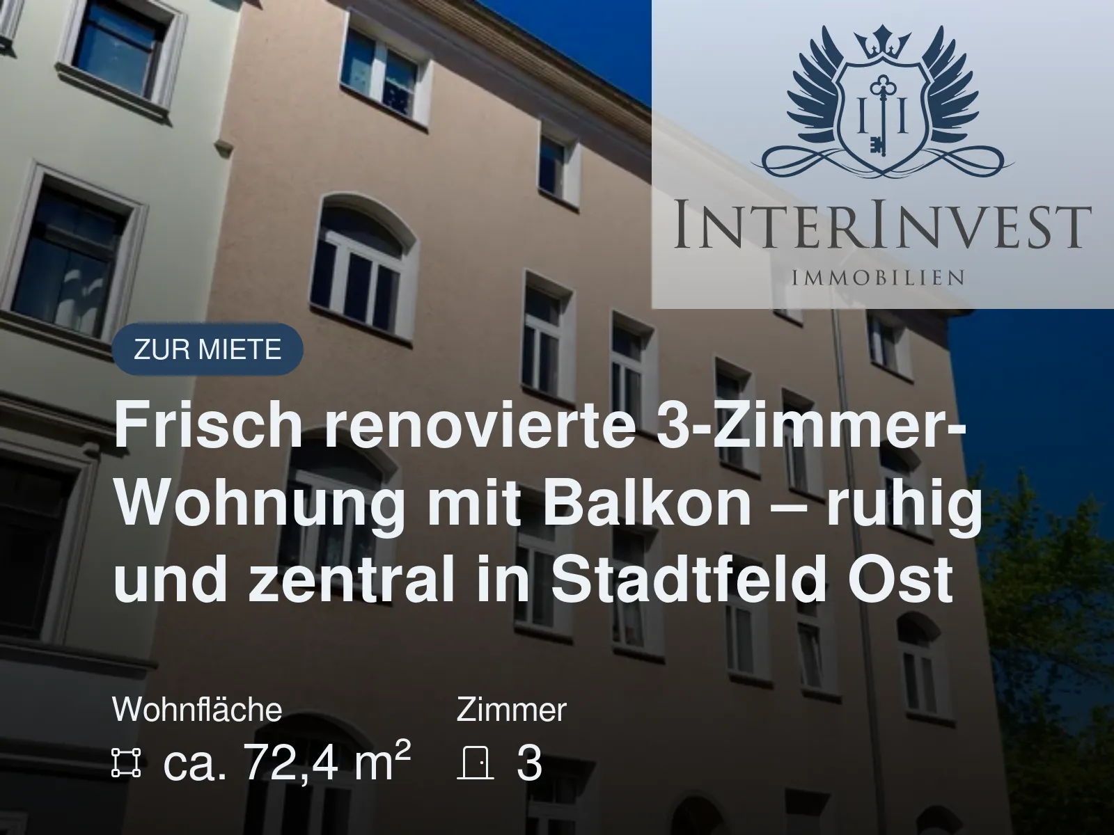 Neu im Angebot: Frisch renovierte 3-Zimmer-Wohnung mit Balkon – ruhig und zentral in Stadtfeld Ost