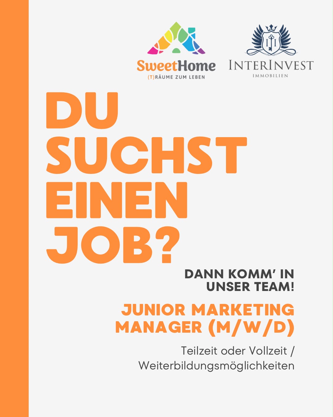 Stellenanzeige Junior Marketing Manager (m/w/d) bei Sweet Home und InterInvest Immobilien