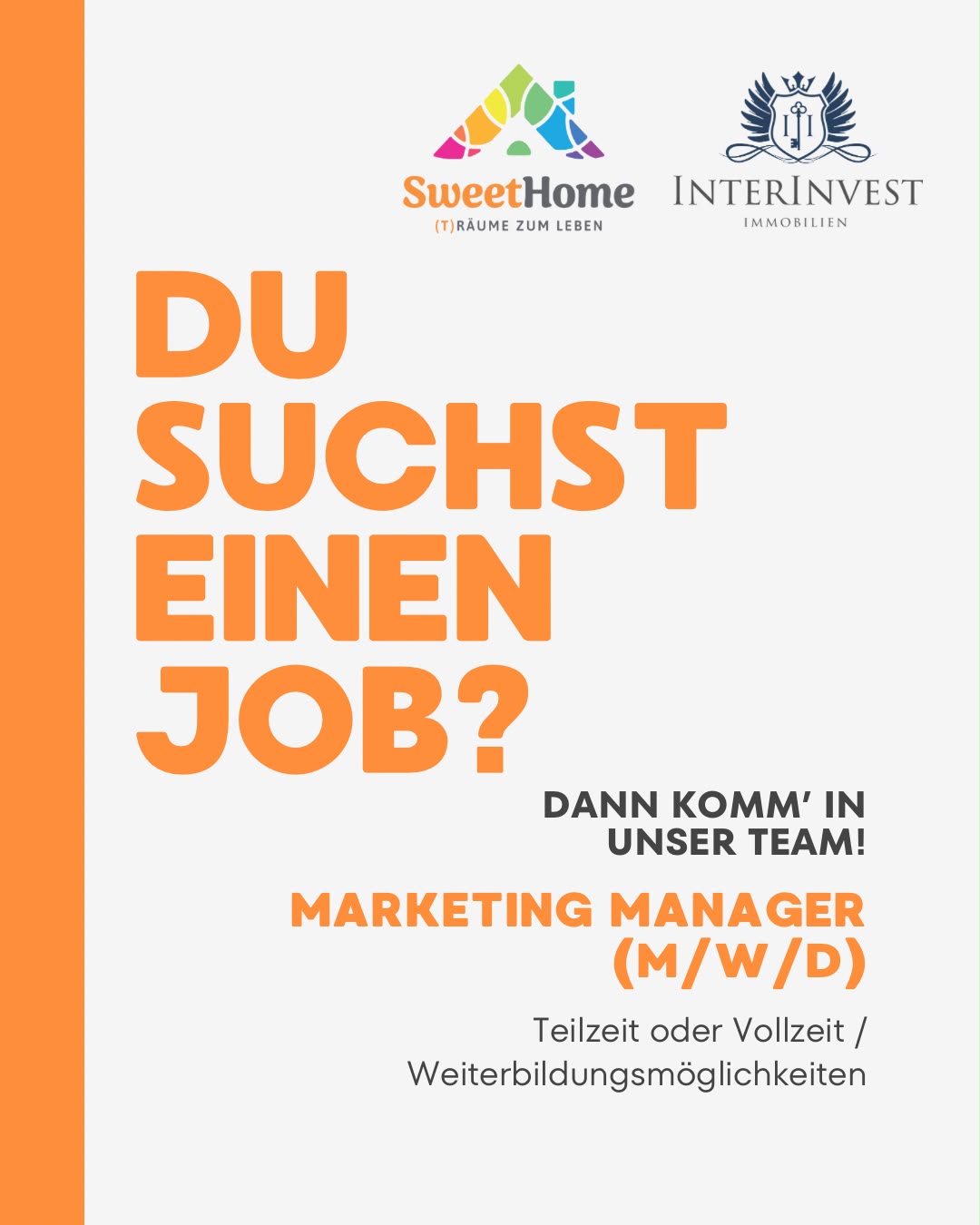 Stellenanzeige Marketing Manager (m/w/d) bei Sweet Home und InterInvest Immobilien